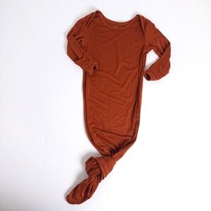 Wallaby Kids Bamboo Comfy Long Sleeve Knotted Gown Rust Brown Baby Sz‎ 0-3m